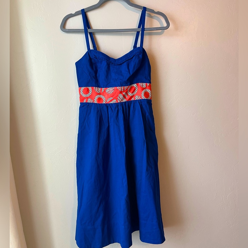 Anthro Edme & Esyllte Dress Blue Orange Print Size 0